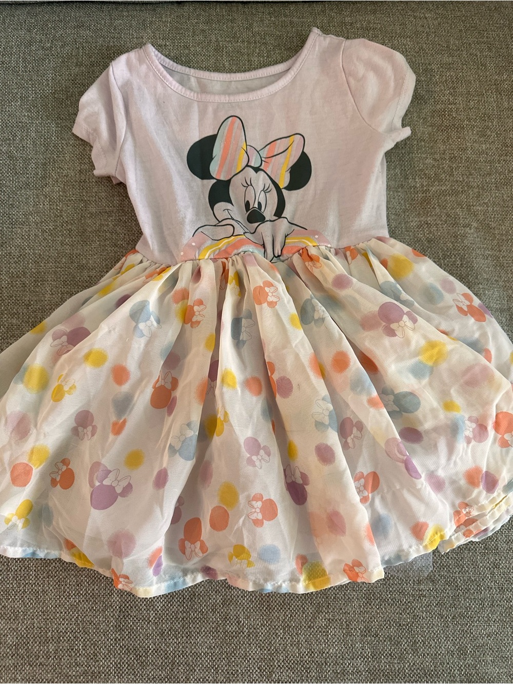 Disney Pink Minnie Mouse Multicolor Polka Dot Skirt Dress